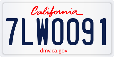 CA license plate 7LWO091