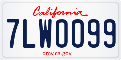 CA license plate 7LWO099