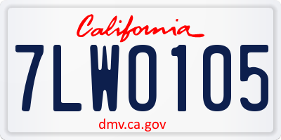 CA license plate 7LWO105