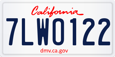 CA license plate 7LWO122