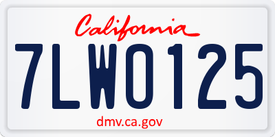 CA license plate 7LWO125