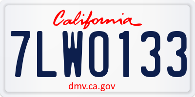 CA license plate 7LWO133