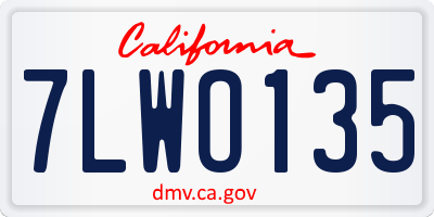 CA license plate 7LWO135