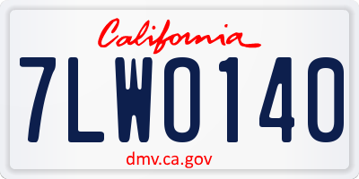 CA license plate 7LWO140