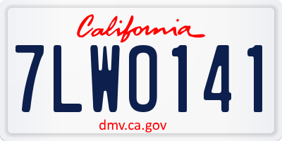 CA license plate 7LWO141