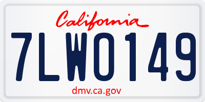 CA license plate 7LWO149