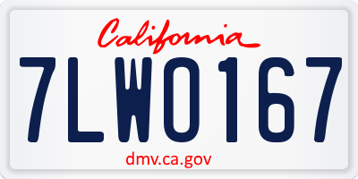 CA license plate 7LWO167