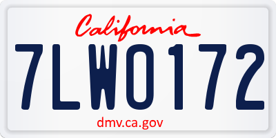 CA license plate 7LWO172