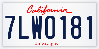 CA license plate 7LWO181