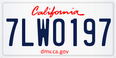 CA license plate 7LWO197
