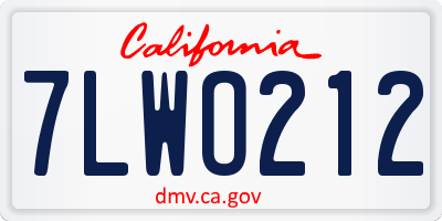 CA license plate 7LWO212