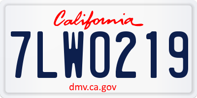 CA license plate 7LWO219