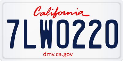 CA license plate 7LWO220