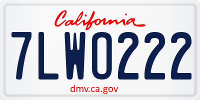 CA license plate 7LWO222