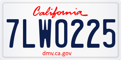 CA license plate 7LWO225