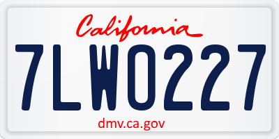 CA license plate 7LWO227