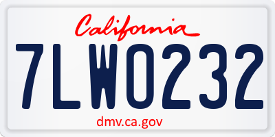 CA license plate 7LWO232