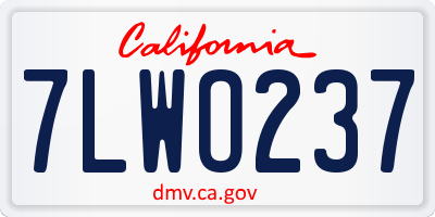 CA license plate 7LWO237