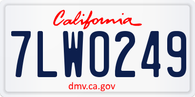 CA license plate 7LWO249
