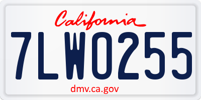 CA license plate 7LWO255