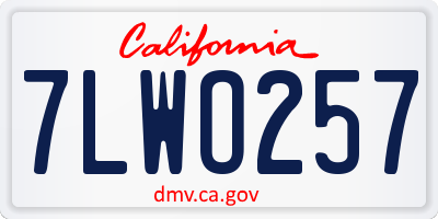CA license plate 7LWO257