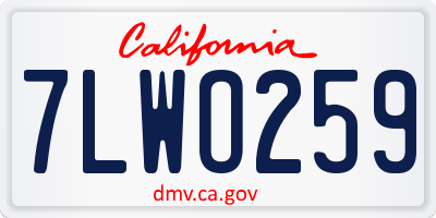 CA license plate 7LWO259