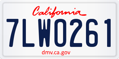 CA license plate 7LWO261