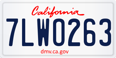 CA license plate 7LWO263