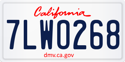 CA license plate 7LWO268