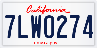 CA license plate 7LWO274