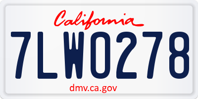 CA license plate 7LWO278