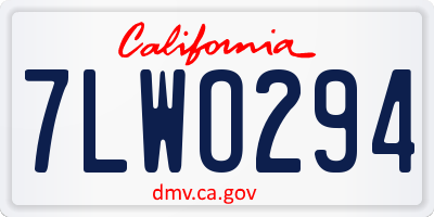 CA license plate 7LWO294
