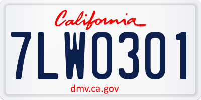 CA license plate 7LWO301