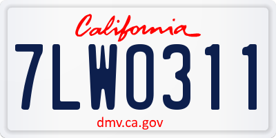 CA license plate 7LWO311