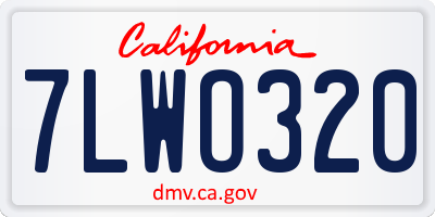 CA license plate 7LWO320