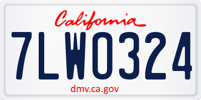 CA license plate 7LWO324