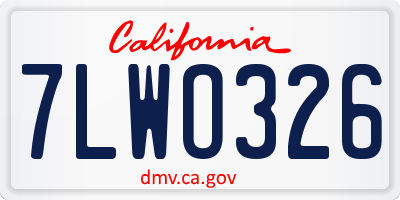 CA license plate 7LWO326