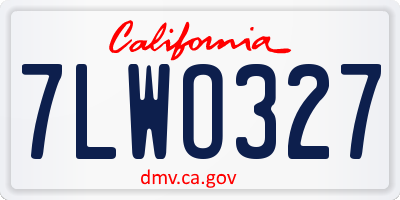 CA license plate 7LWO327