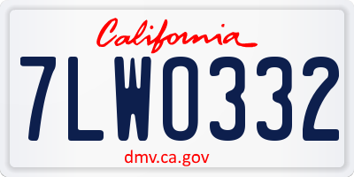 CA license plate 7LWO332