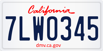 CA license plate 7LWO345