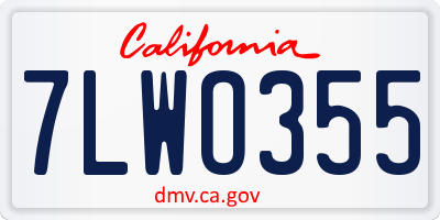CA license plate 7LWO355