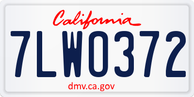 CA license plate 7LWO372