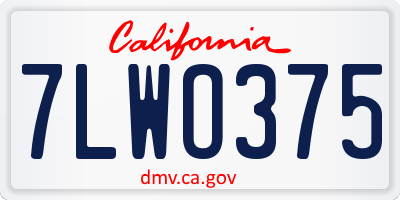 CA license plate 7LWO375