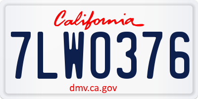 CA license plate 7LWO376