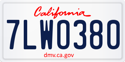 CA license plate 7LWO380