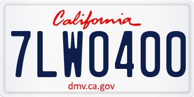CA license plate 7LWO400