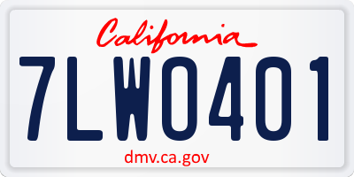 CA license plate 7LWO401