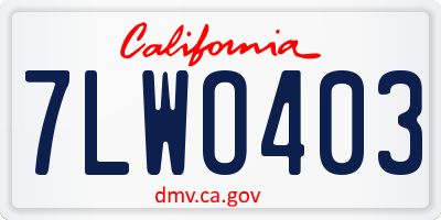 CA license plate 7LWO403