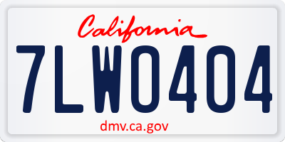 CA license plate 7LWO404