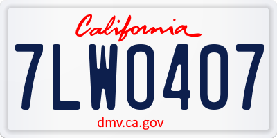 CA license plate 7LWO407